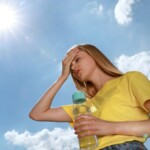 Woman with Bottle of Water under sun.