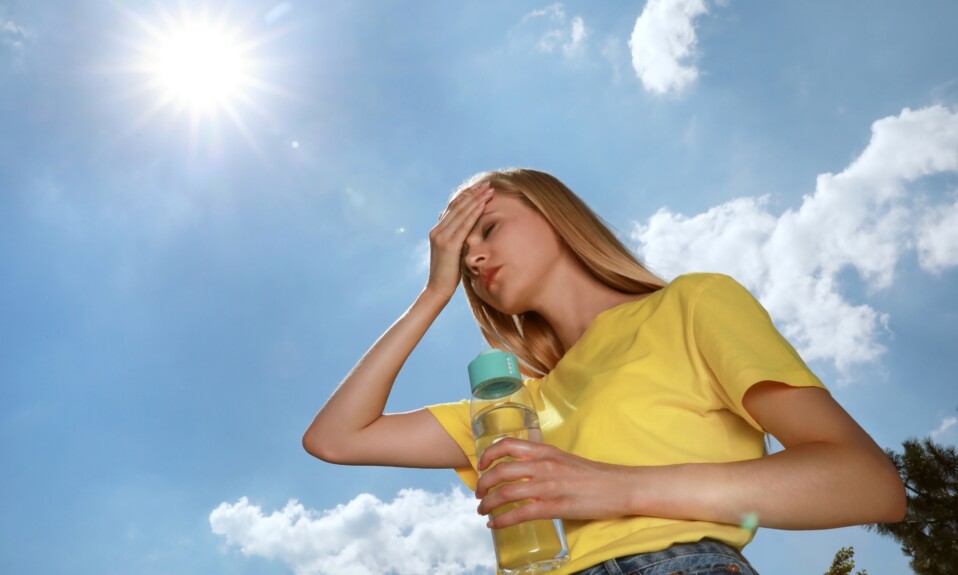 Woman with Bottle of Water under sun.