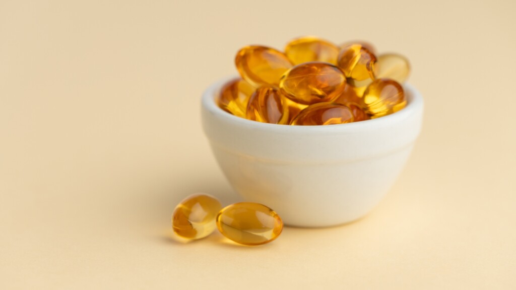 Vitamin E capsules.