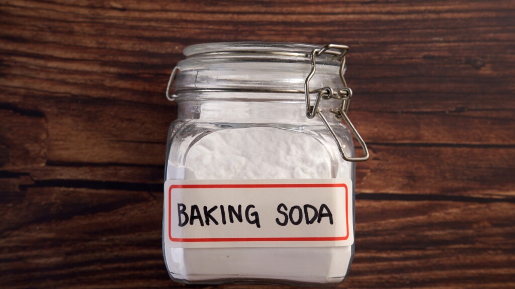 Baking Soda in glass jar.