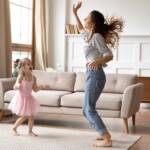 Energetic Mom doing dance.