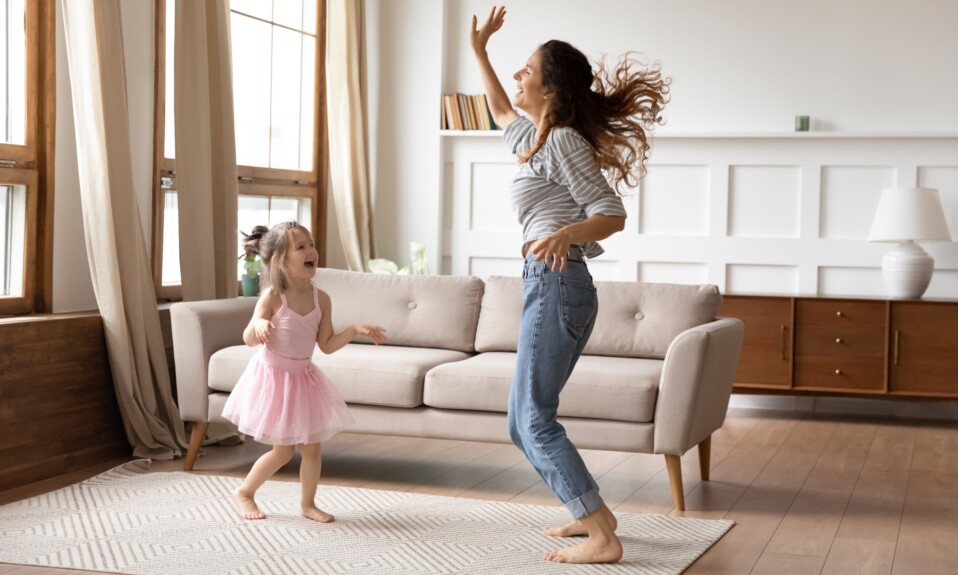 Energetic Mom doing dance.