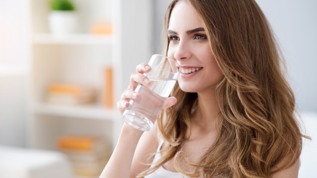 women drinking water.